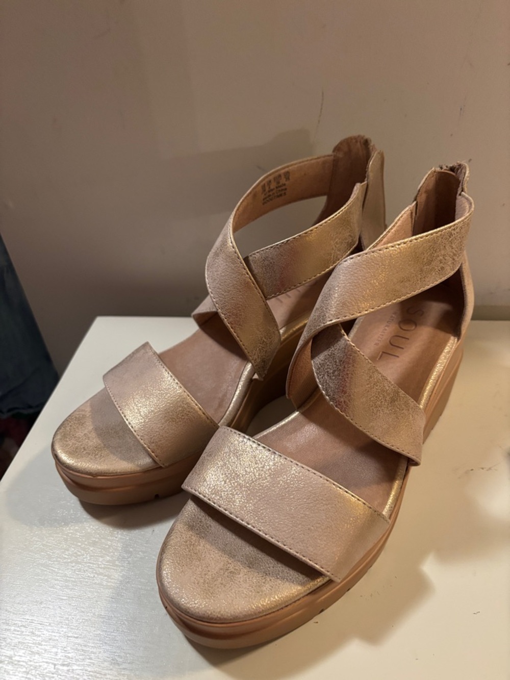 Naturalizer Soul Metallic Platform Wedge Sandals